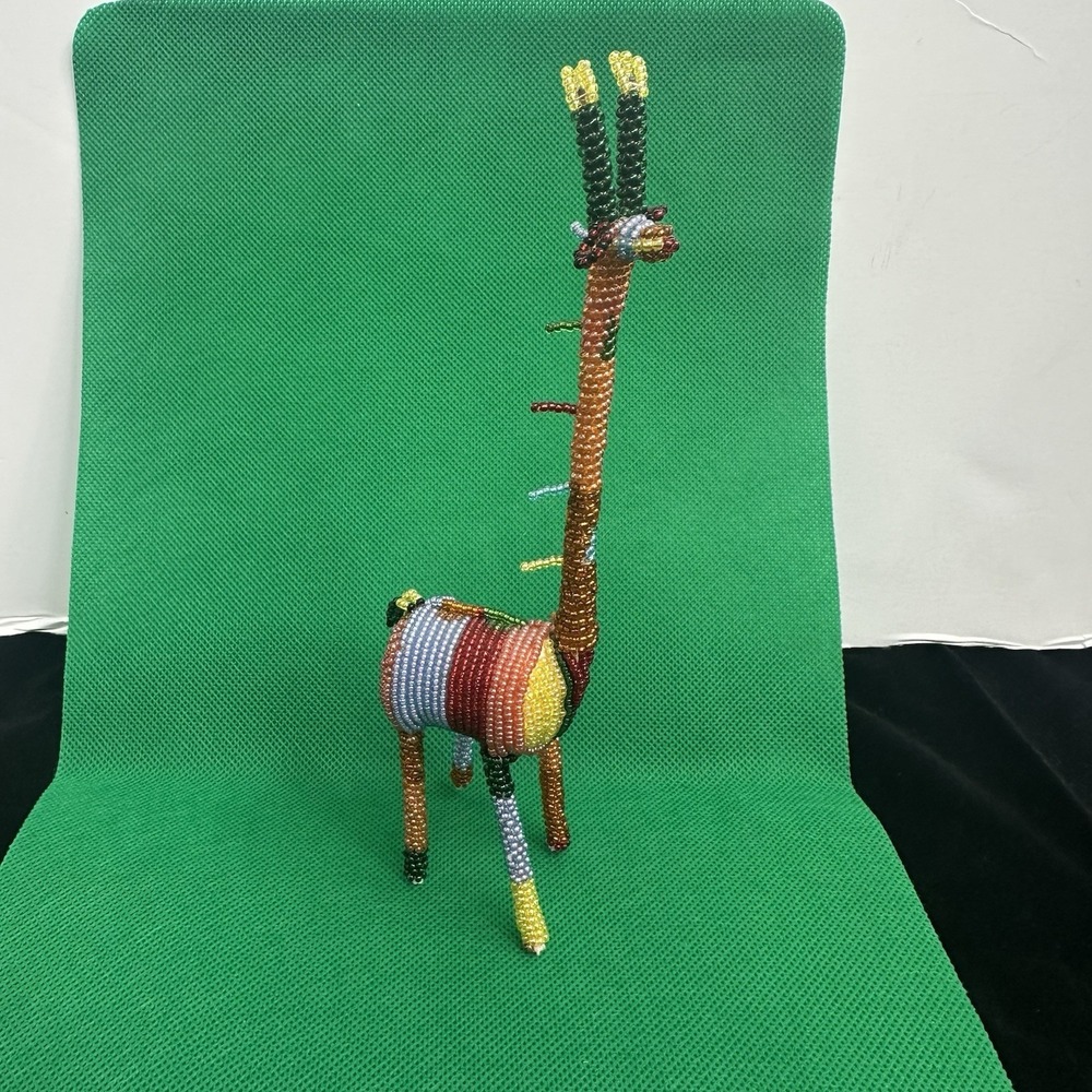 Giraffe Beaded Wire Figurine Green Purple Yellow Hand Made Africa‎ Animal Safari